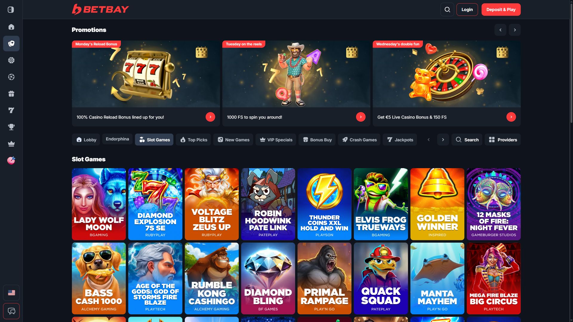 Betbay — Lobby (Desktop)