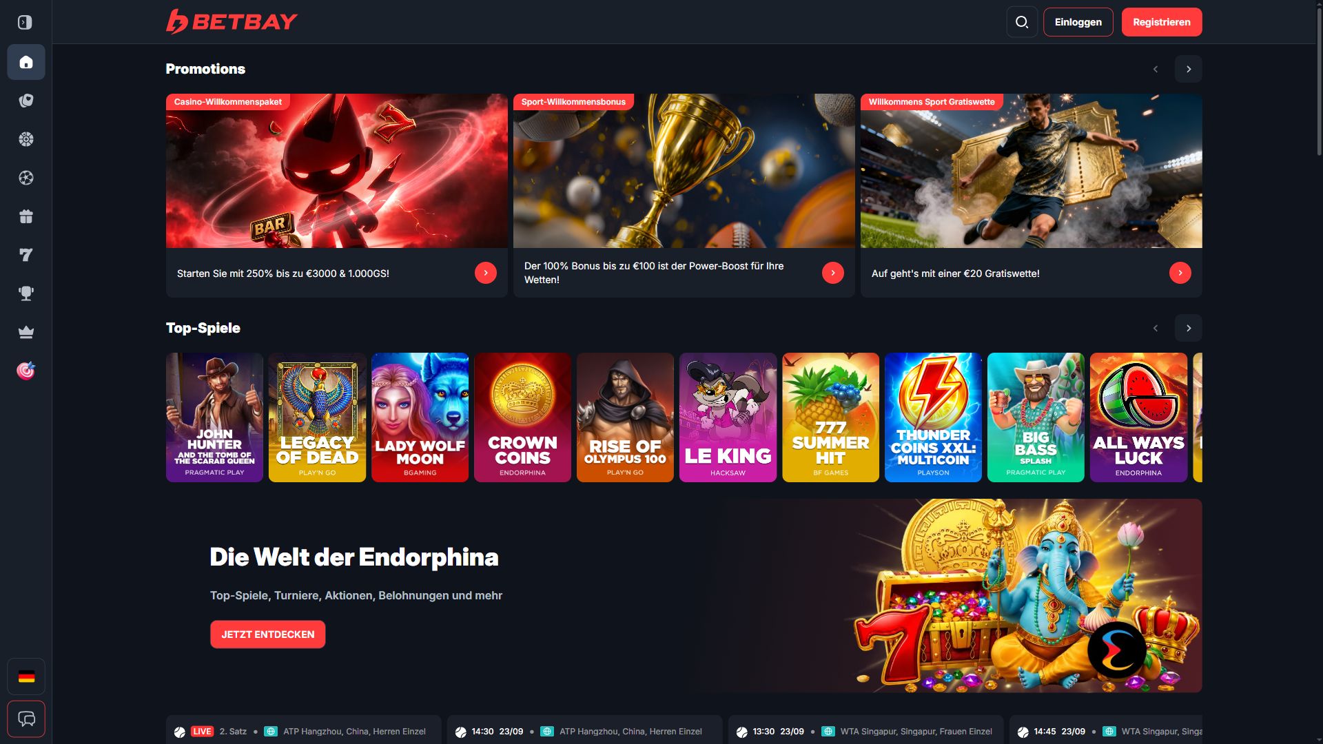 Betbay — Startseite (Desktop)