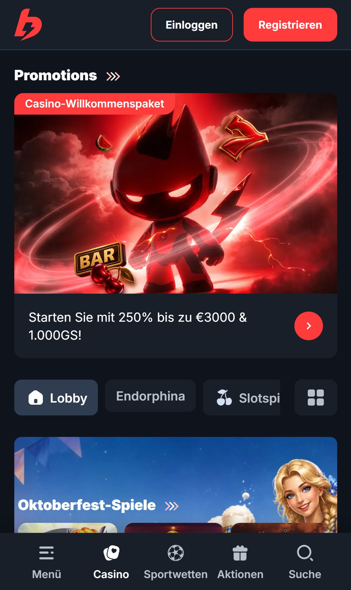 Betbay — Lobby (Mobil)