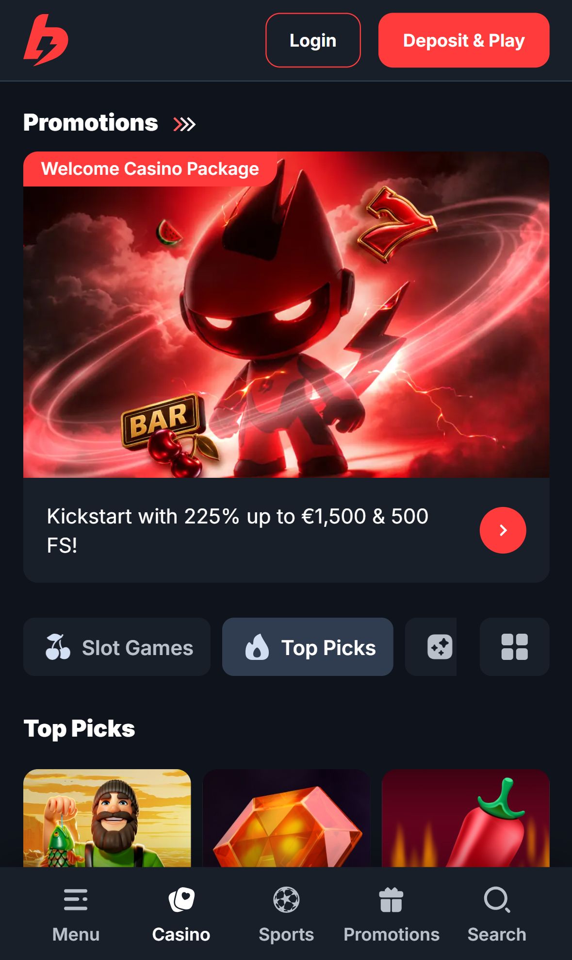 Betbay — Lobby (Mobile)