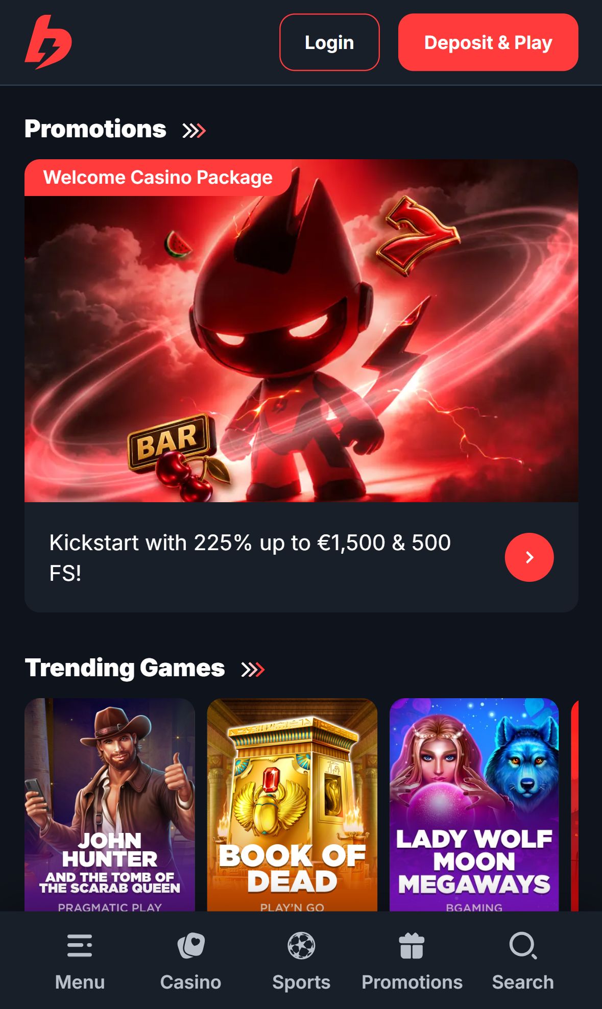 Betbay — Homepage (Mobile)