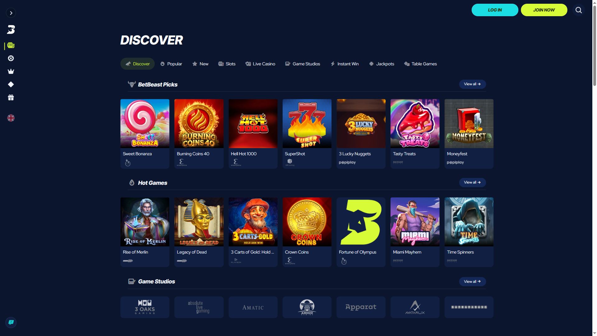 BetBeast — Lobby (Desktop)