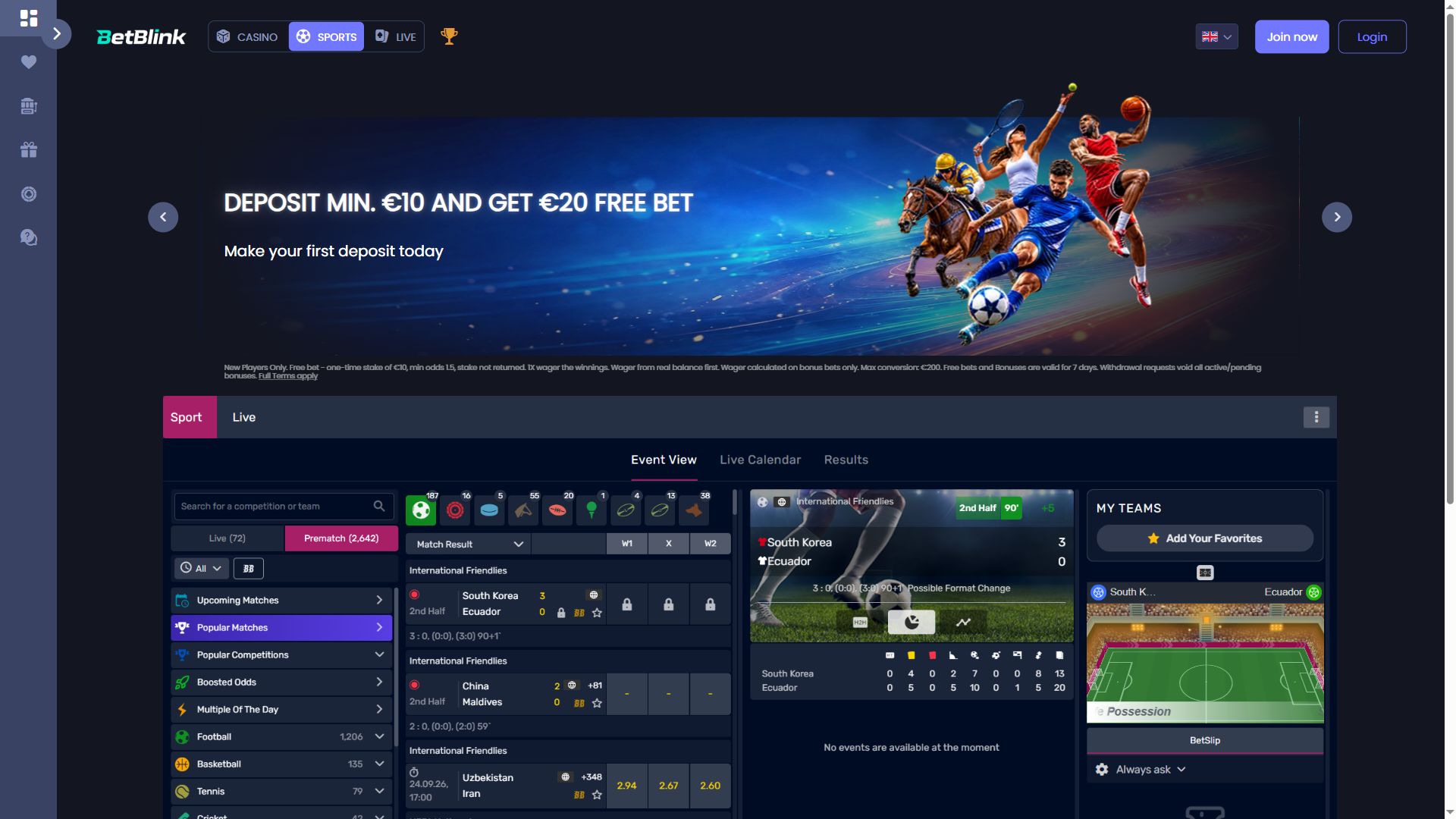 BetBlink — Homepage (Desktop)