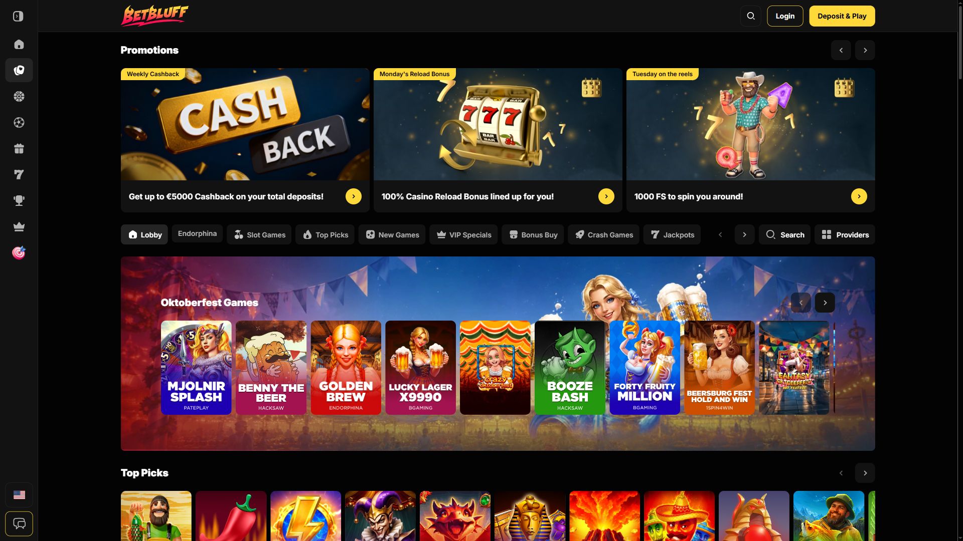 Betbluff — Lobby (Desktop)