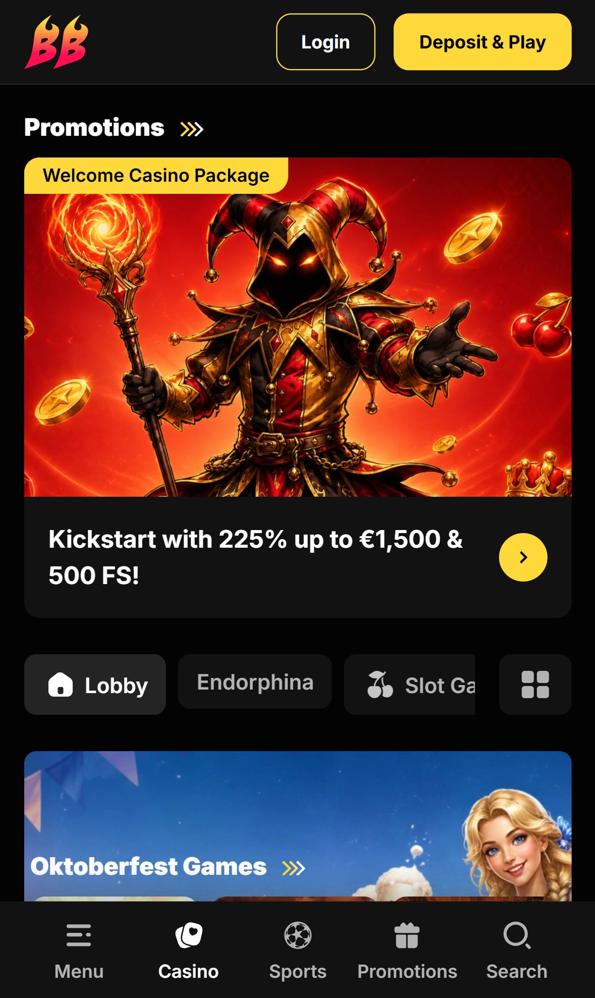 Betbluff — Lobby (Mobile)