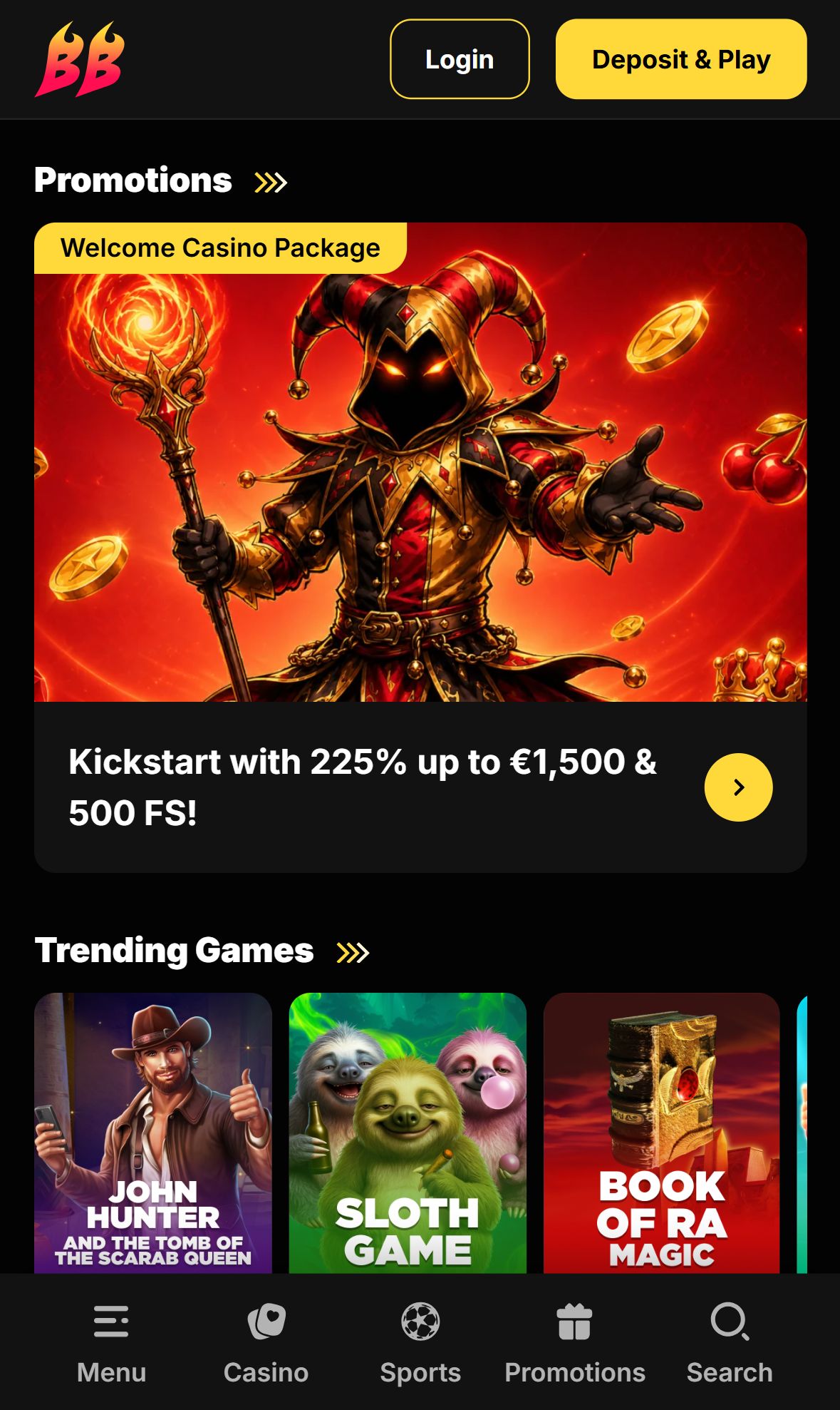 Betbluff — Homepage (Mobile)