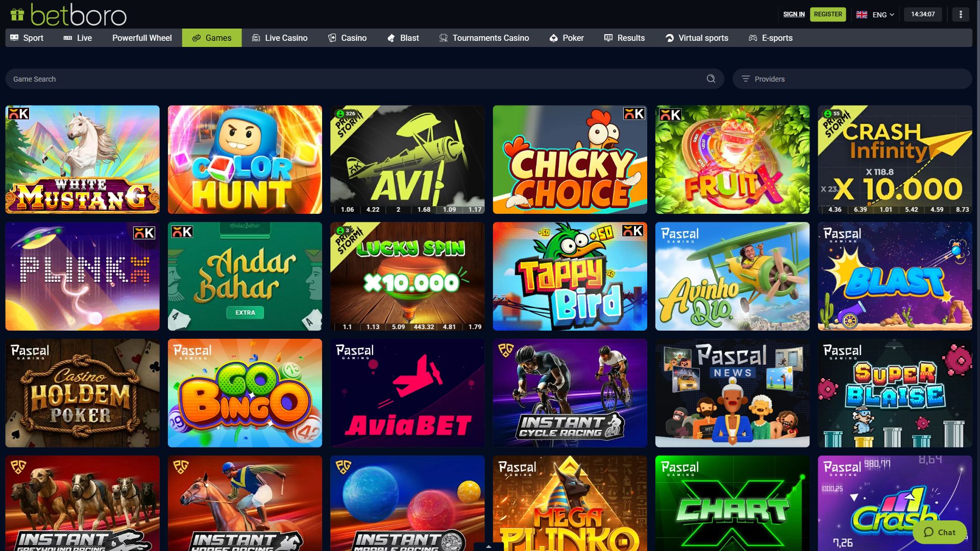 Betboro — Lobby (Desktop)