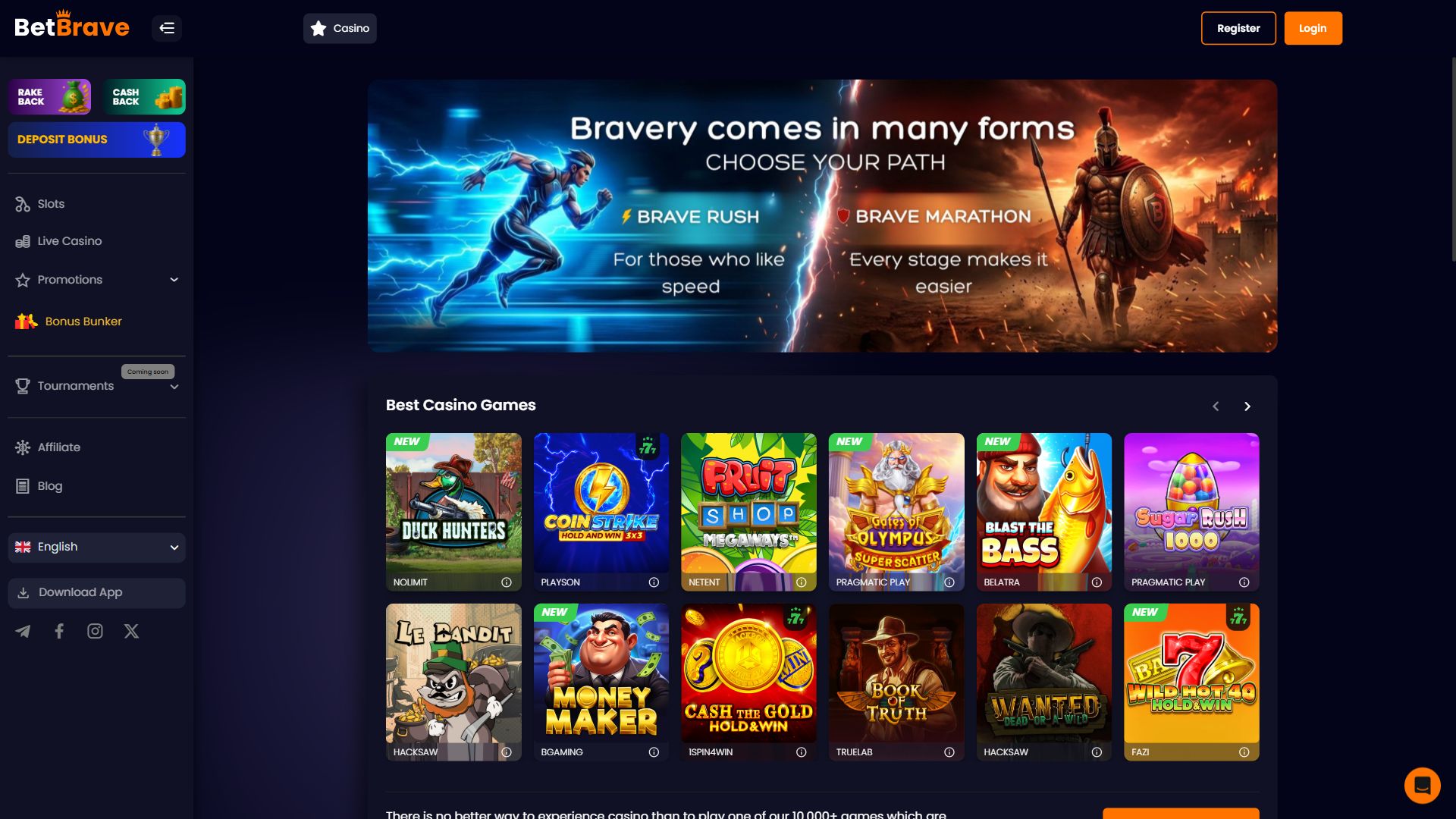 BetBrave — Homepage (Desktop)