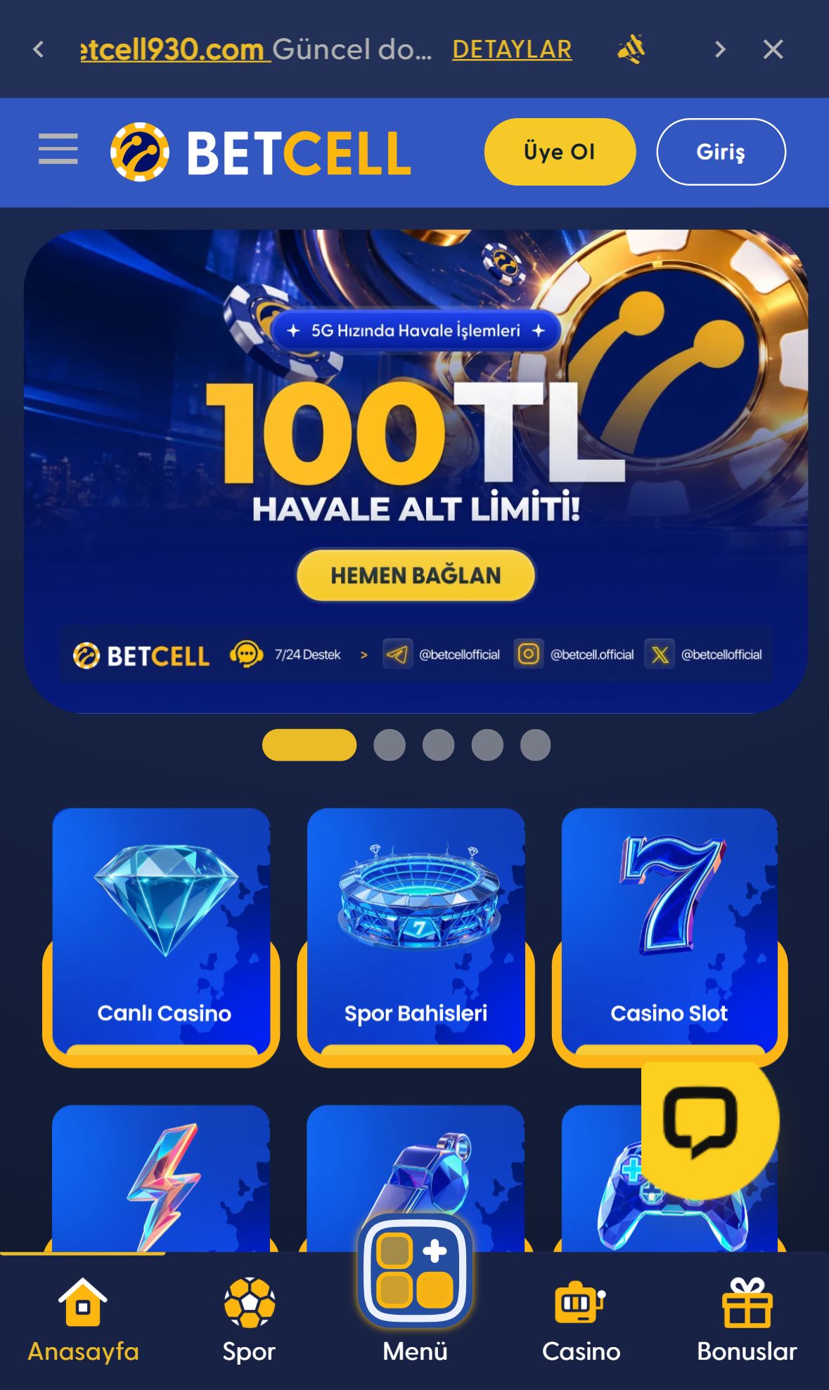 Betcell — Homepage (Mobile)