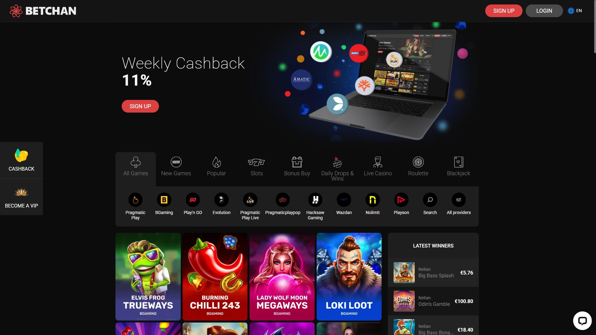 Betchan — Lobby (Desktop)