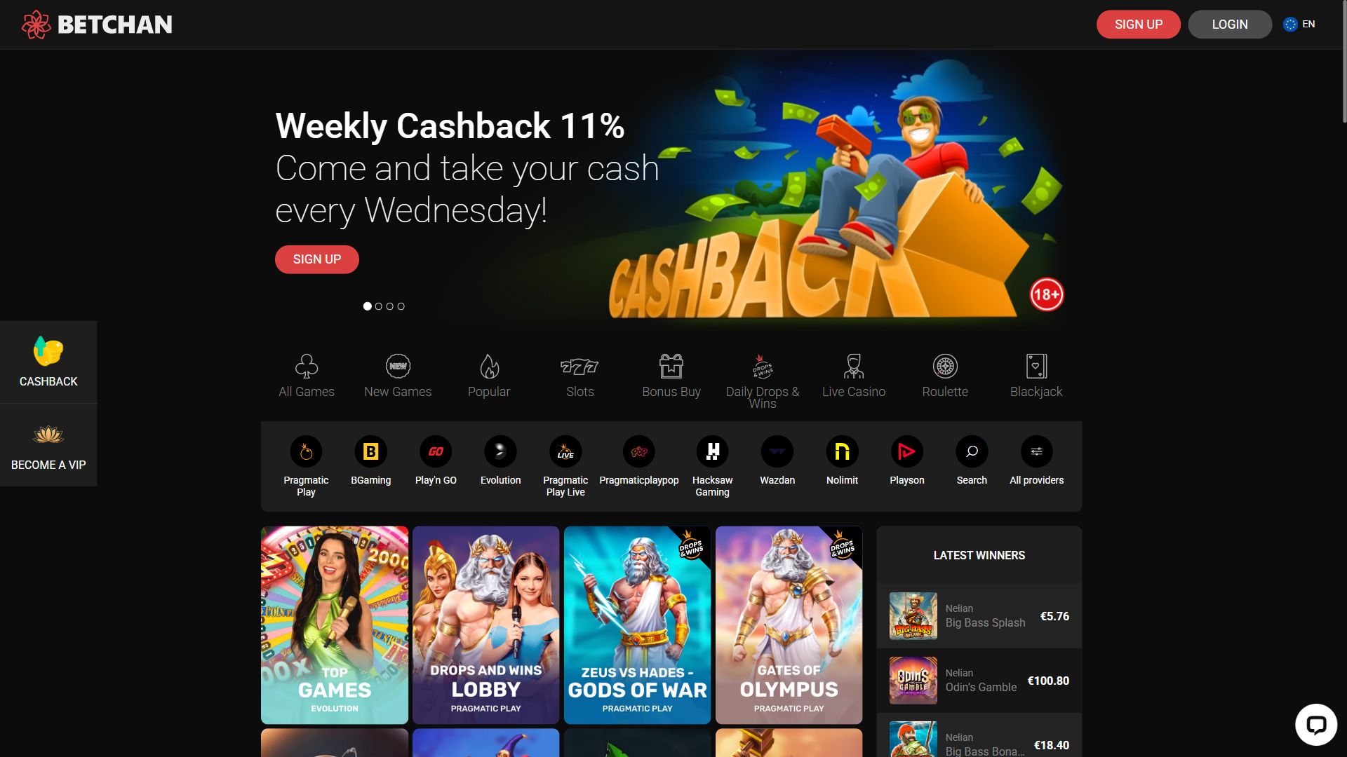 Betchan — Homepage (Desktop)