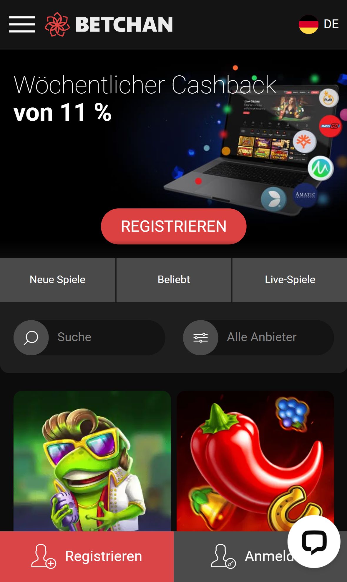 Betchan — Lobby (Mobil)
