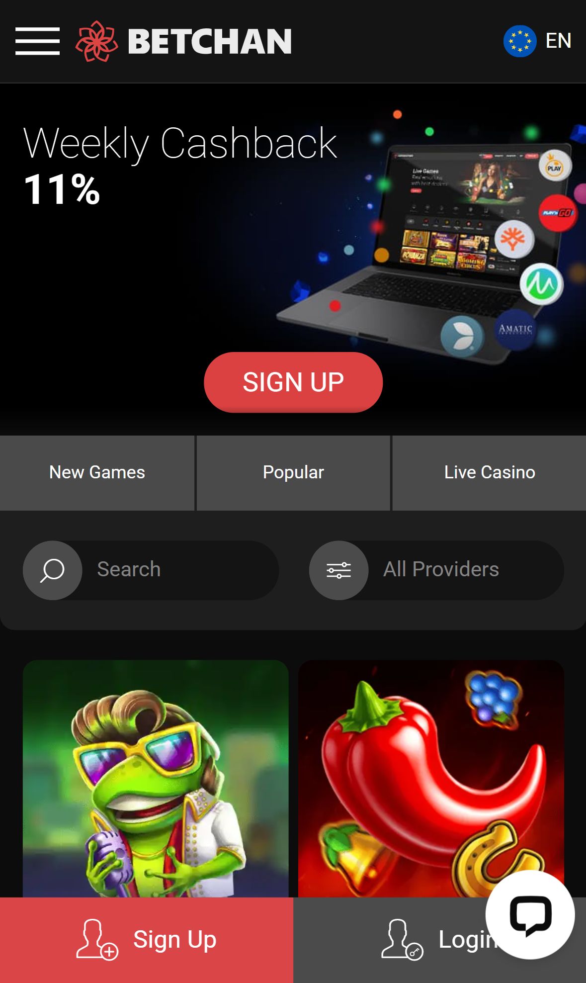 Betchan — Lobby (Mobile)