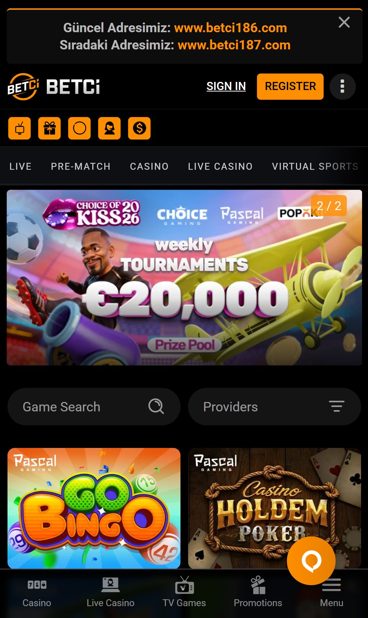 BETCi — Lobby (Mobile)