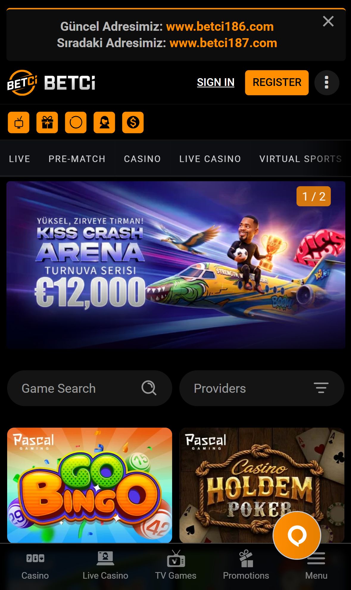 BETCi — Homepage (Mobile)