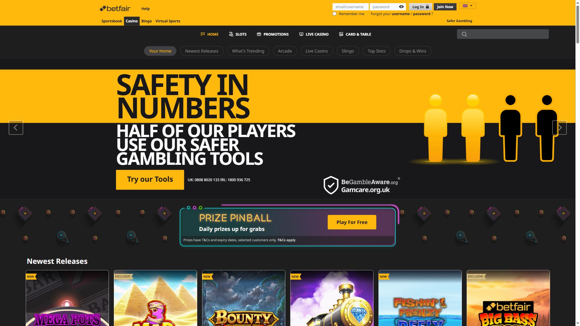Betfair — Homepage (Desktop)