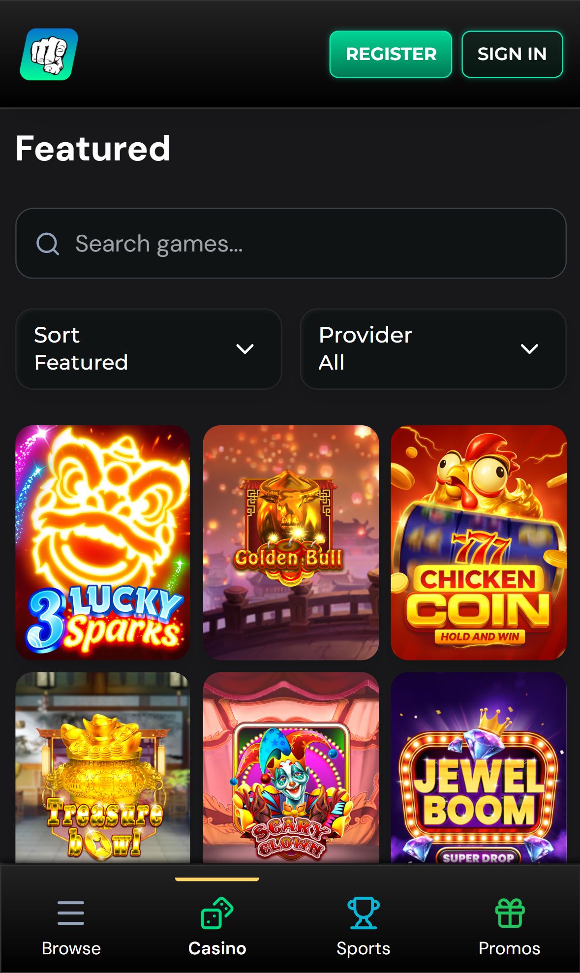 BetFourU — Lobby (Mobile)