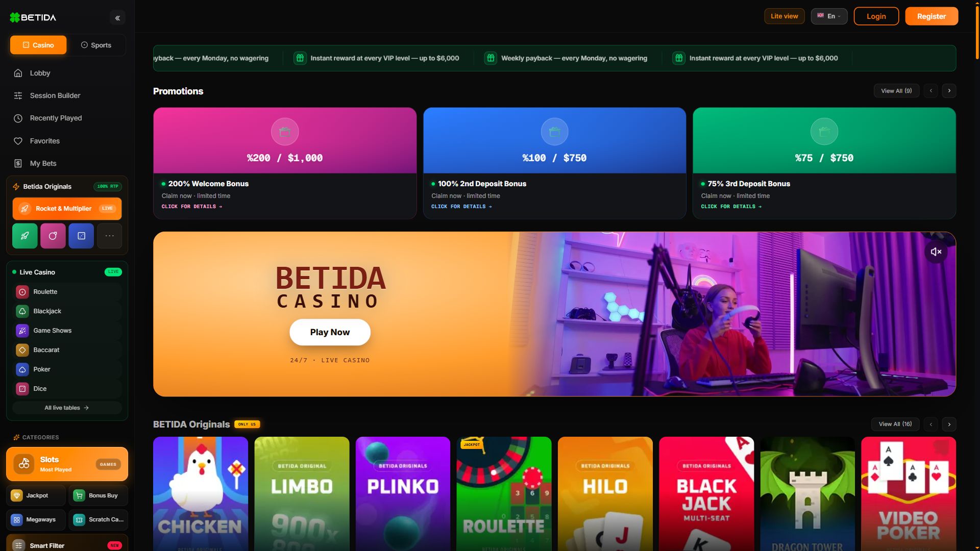 Betida — Lobby (Desktop)