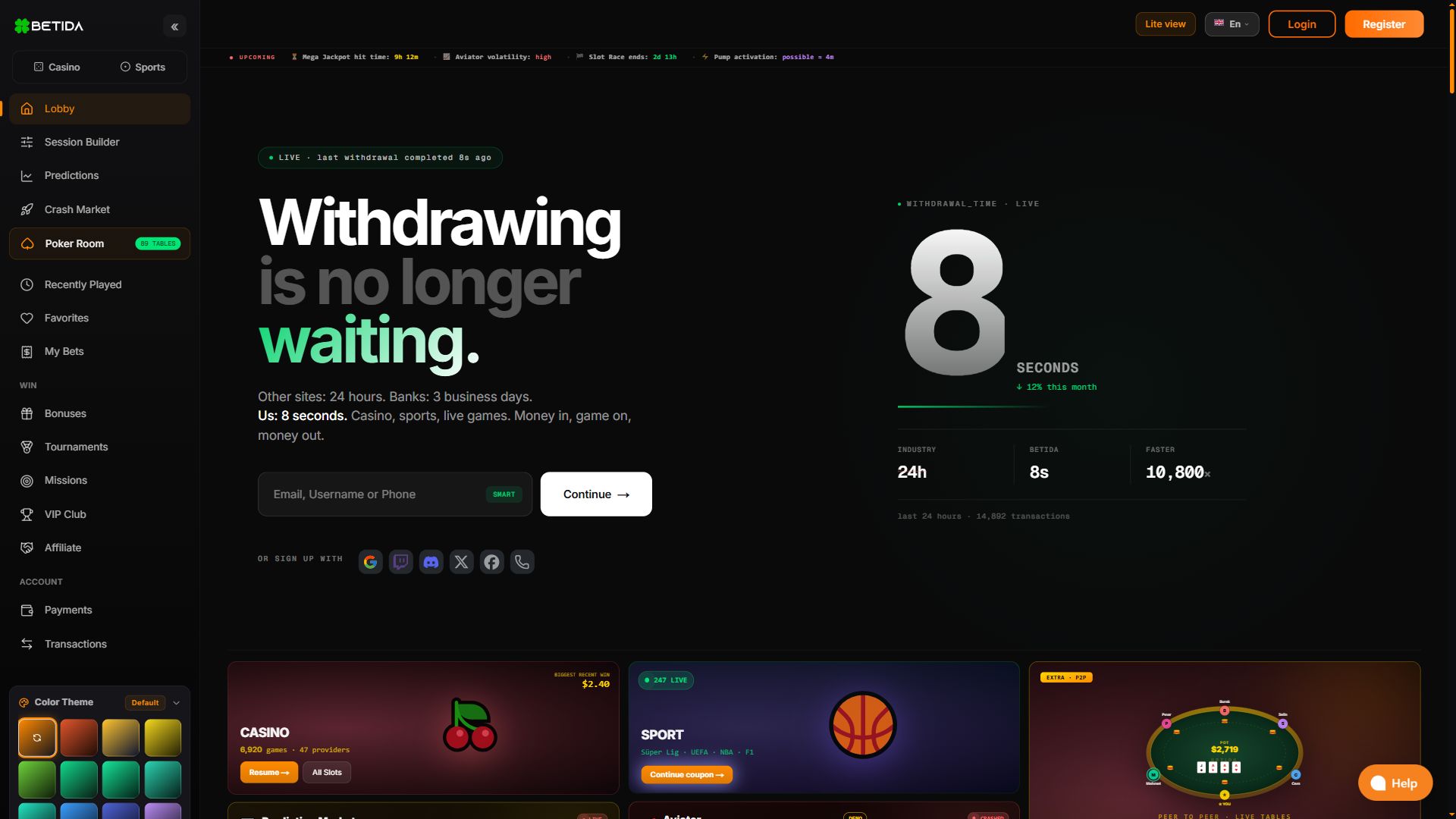 Betida — Homepage (Desktop)