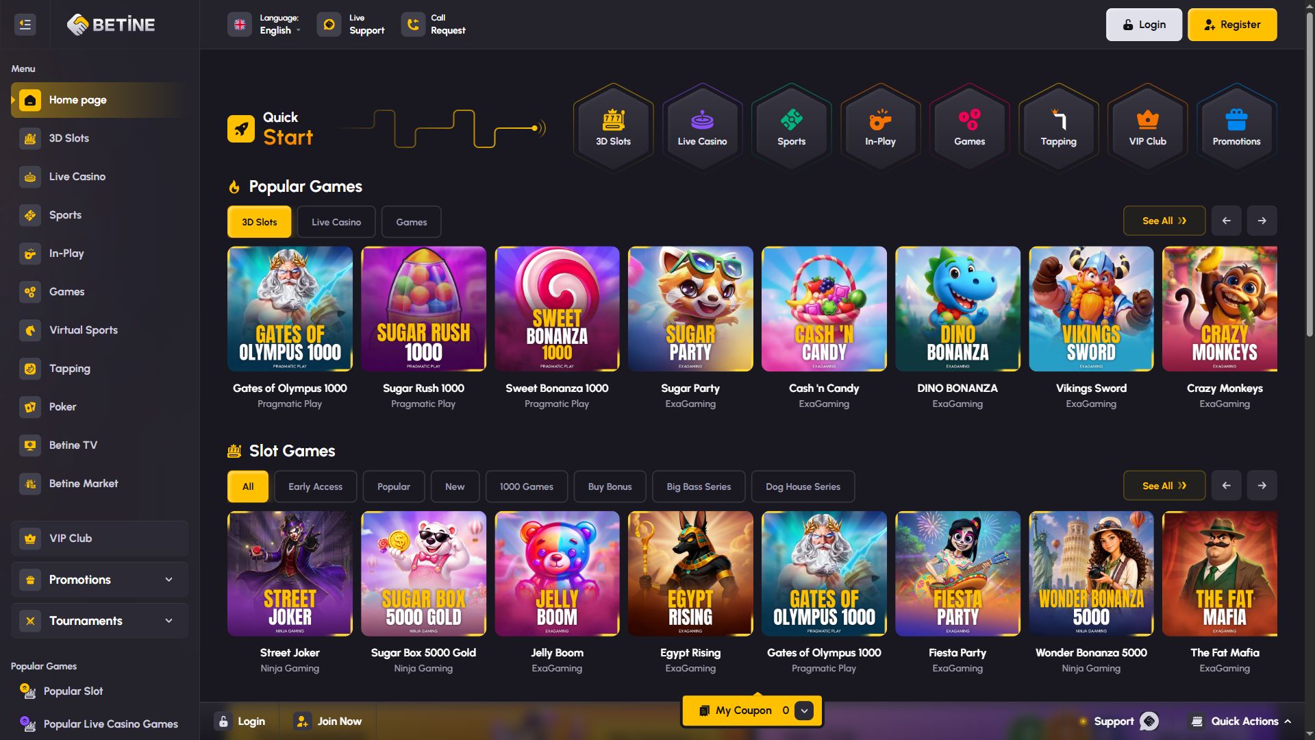 Betine — Homepage (Desktop)