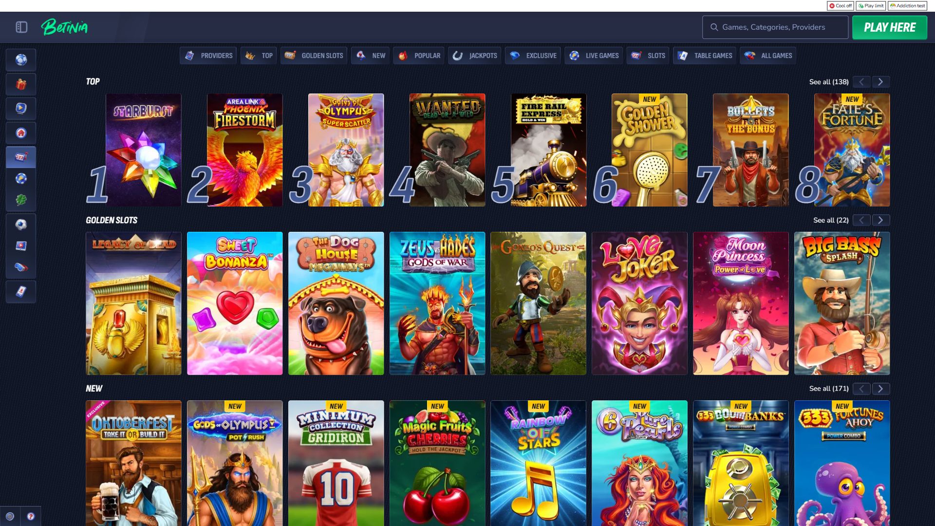Betinia — Lobby (Desktop)