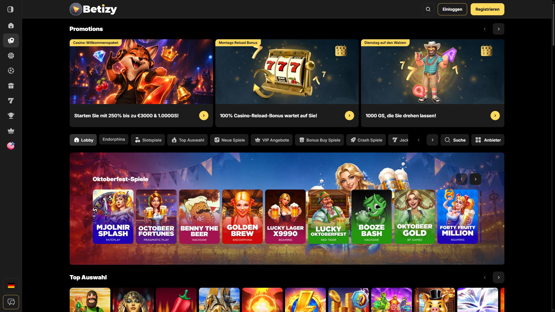 Betizy — Lobby (Desktop)