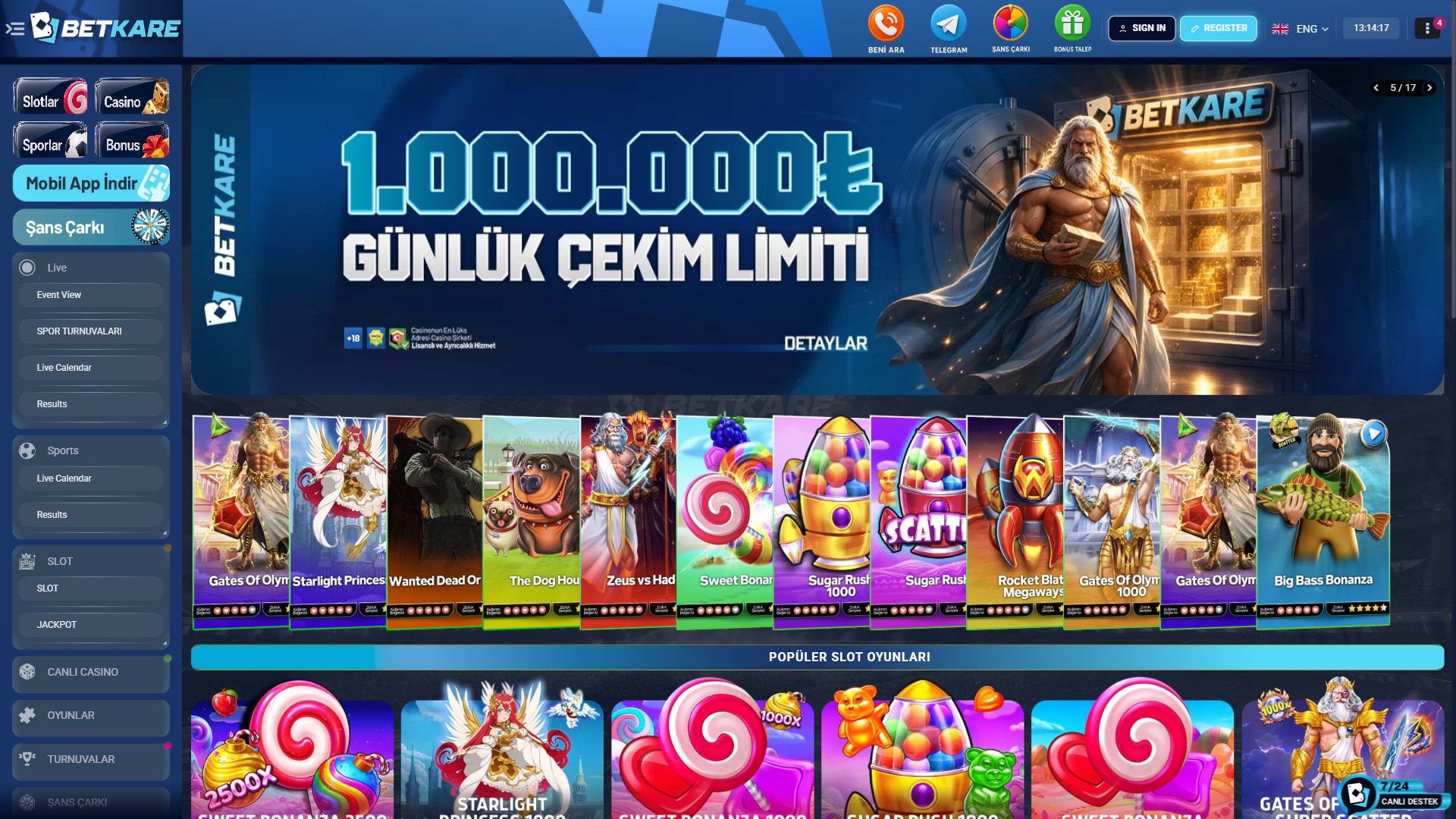 Betkare — Homepage (Desktop)