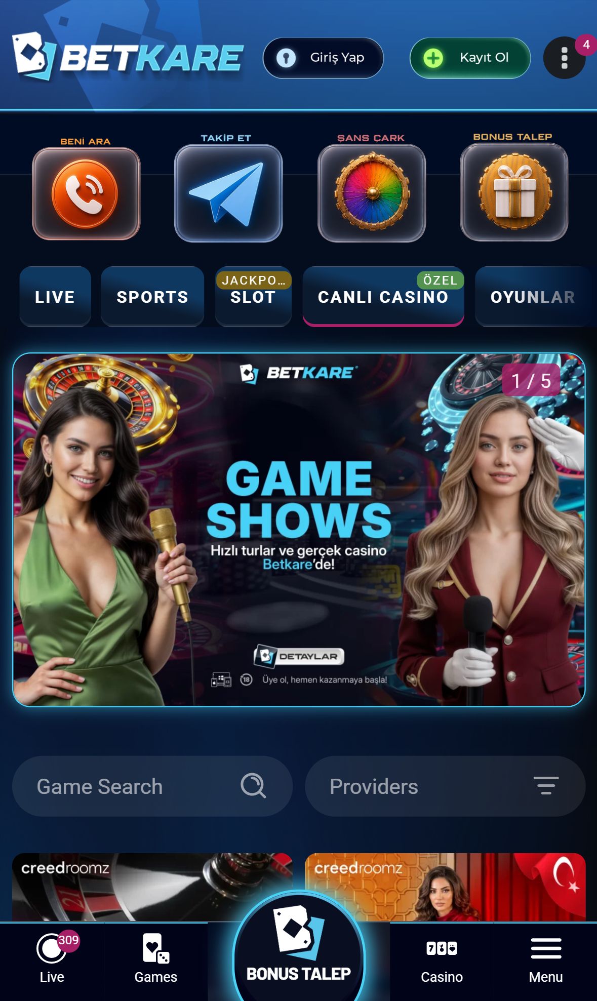 Betkare — Lobby (Mobile)