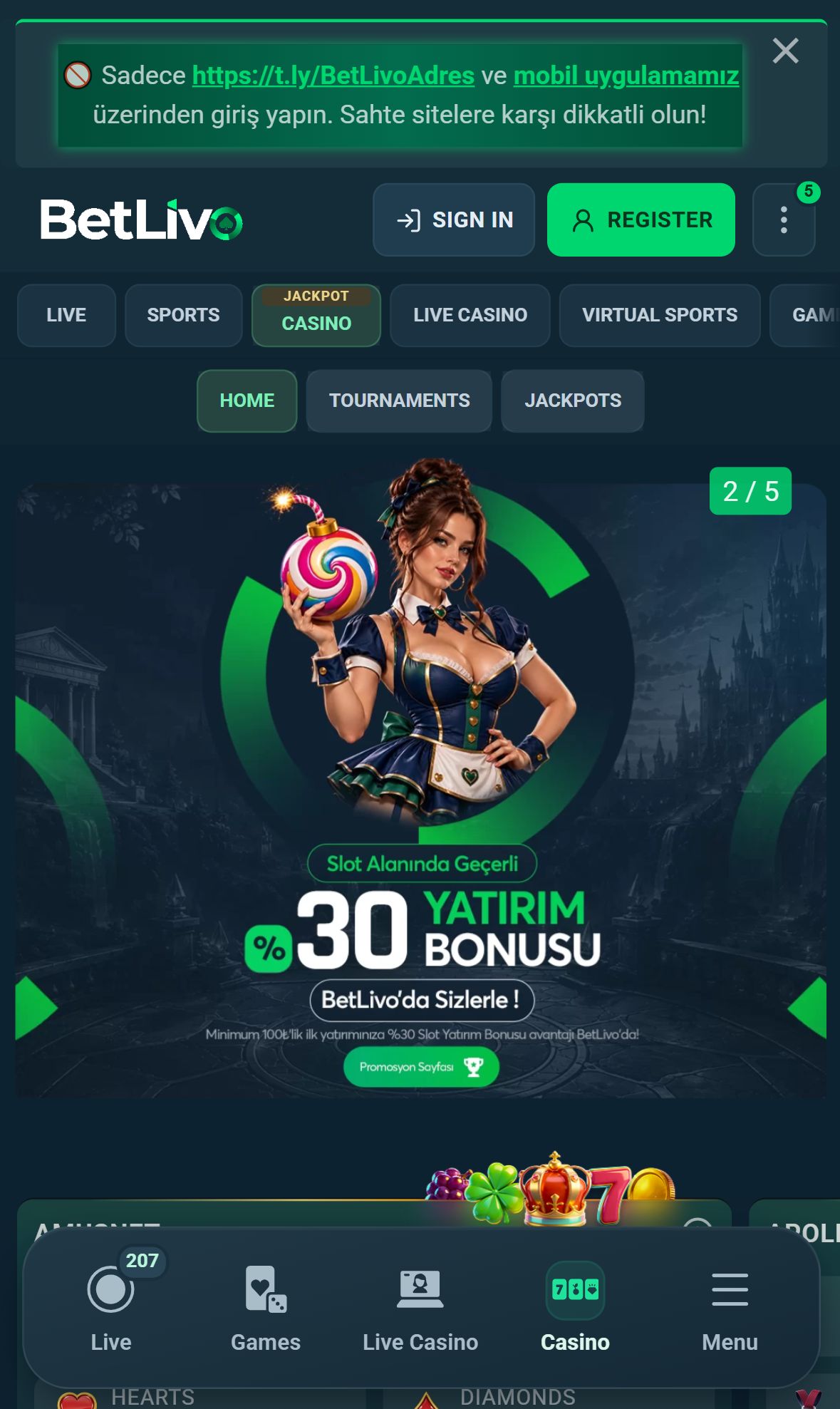 Betlivo — Lobby (Mobile)