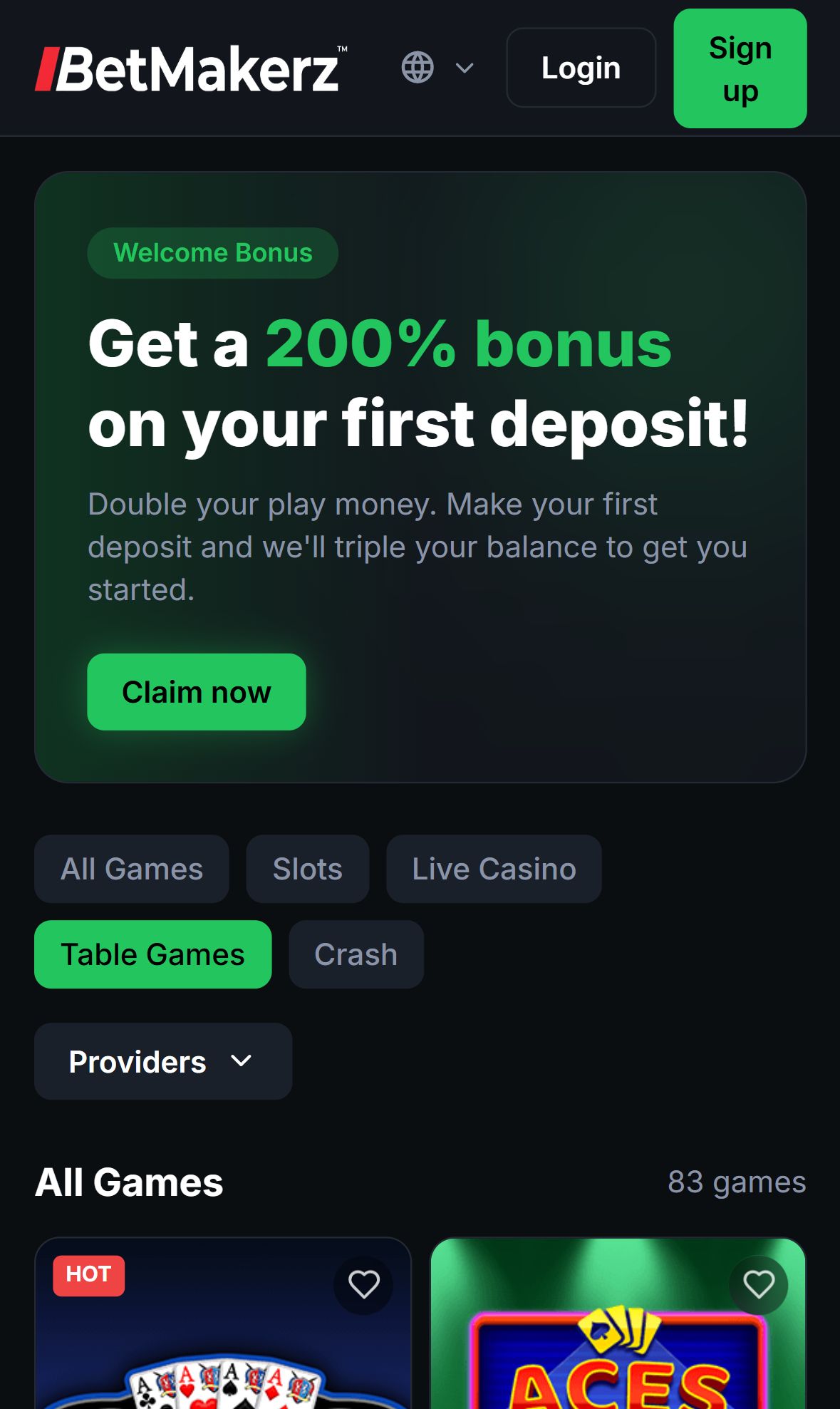 Betmakerz — Lobby (Mobile)
