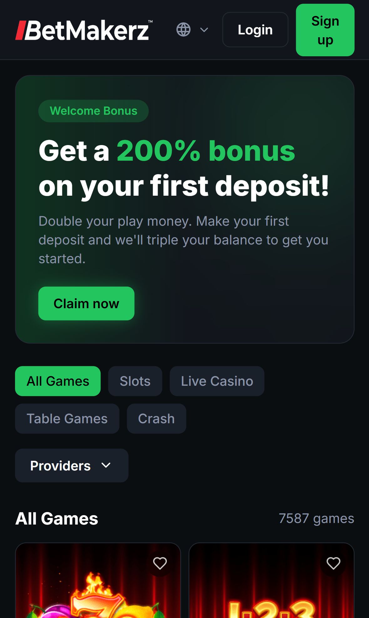 Betmakerz — Homepage (Mobile)