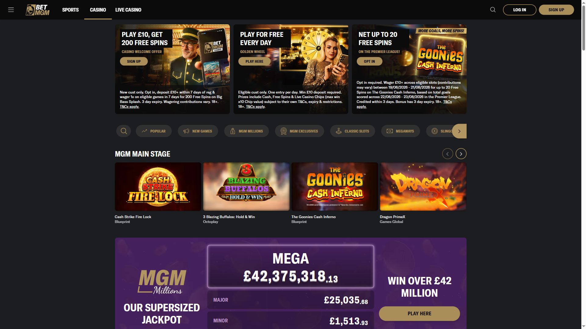 BetMGM UK — Lobby (Desktop)