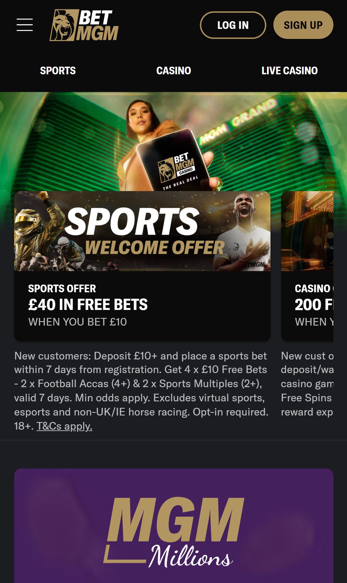 BetMGM UK — Homepage (Mobile)
