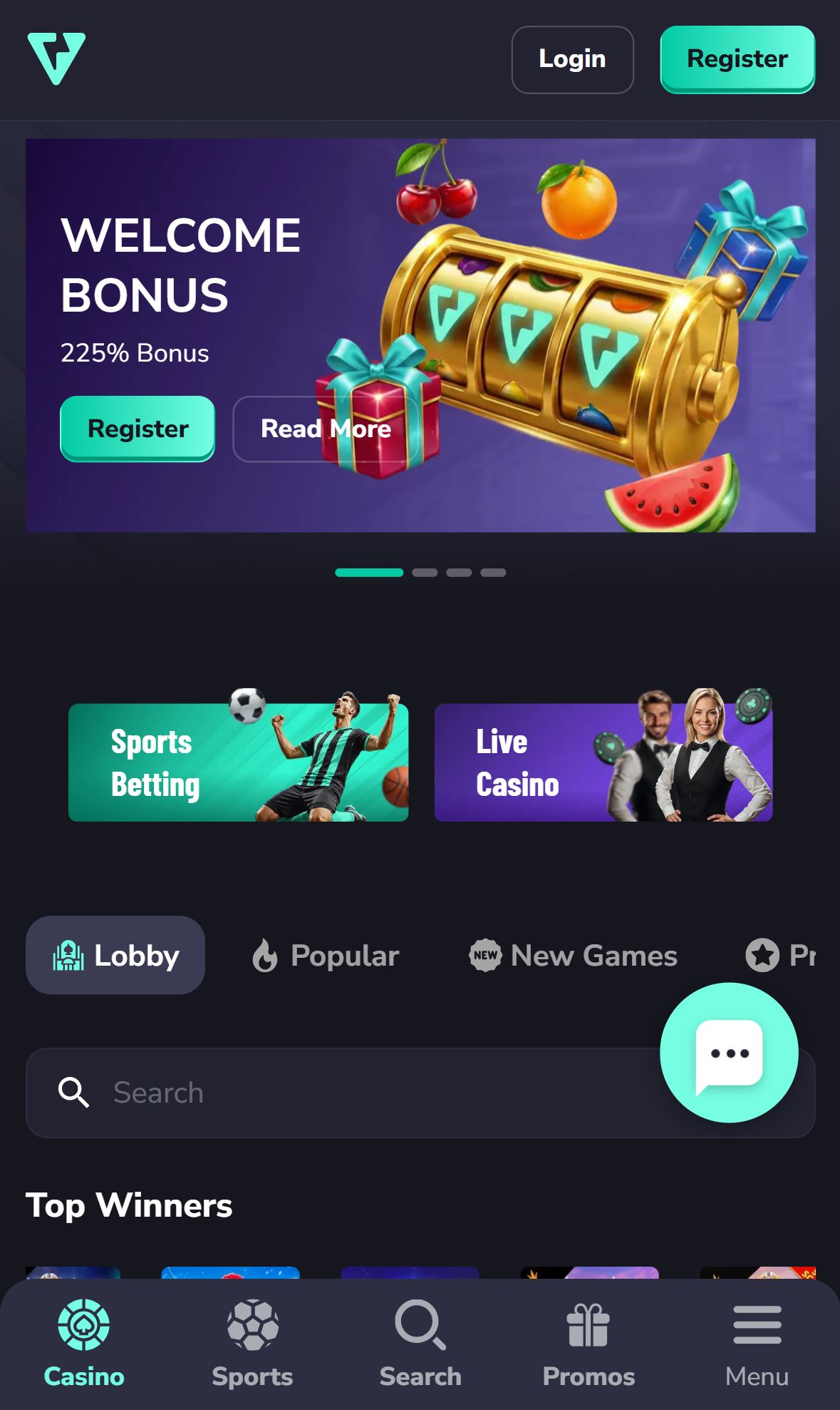 Betnova — Lobby (Mobile)