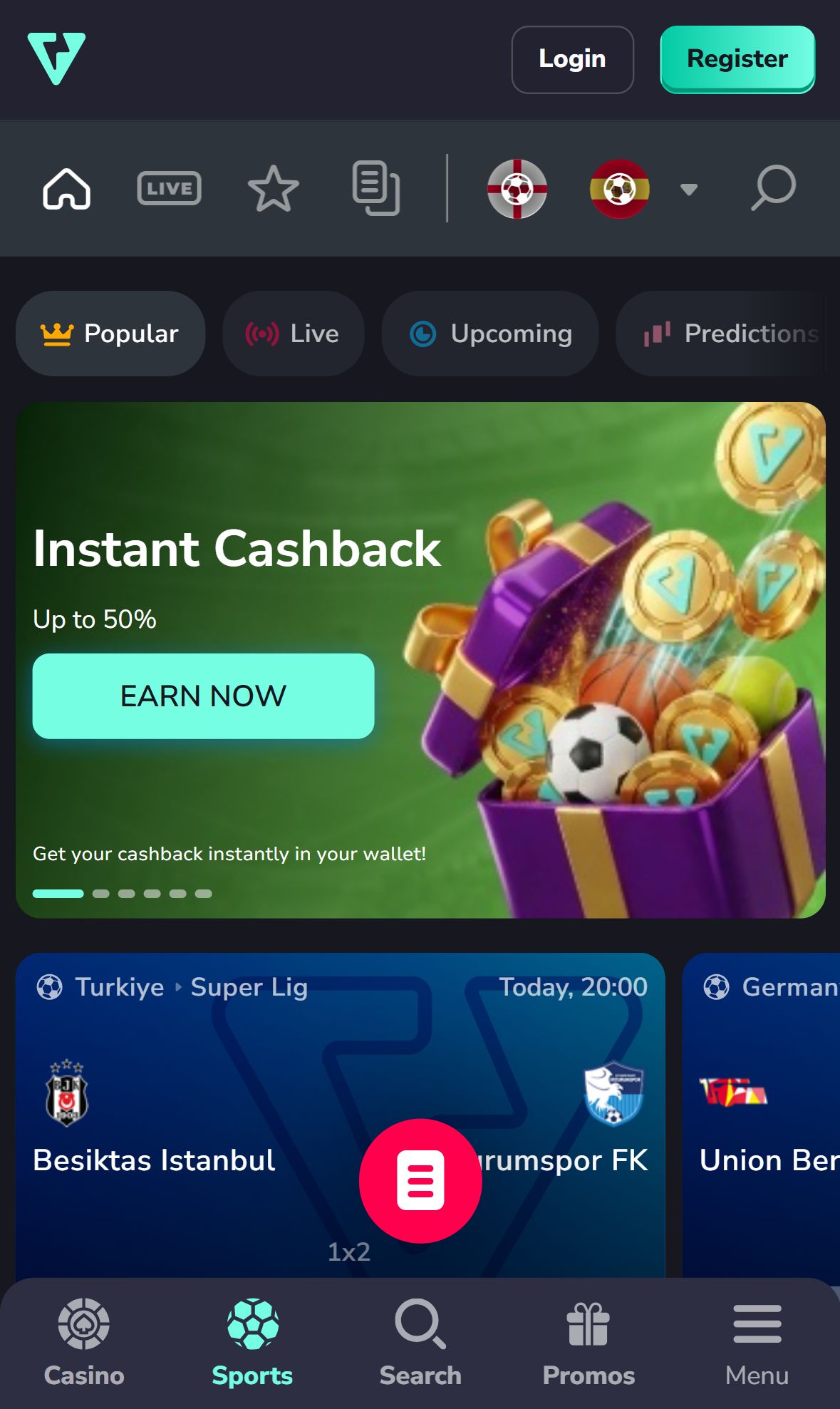 Betnova — Homepage (Mobile)