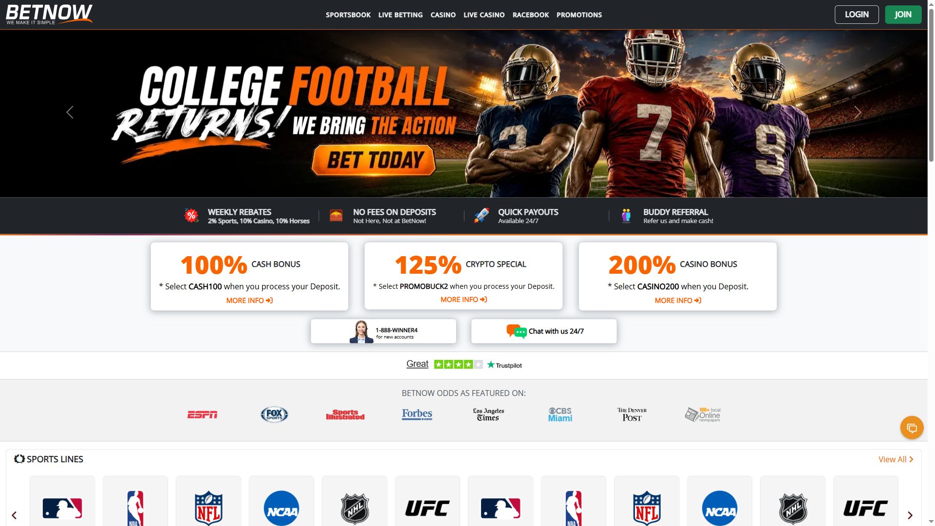 BetNow — Homepage (Desktop)
