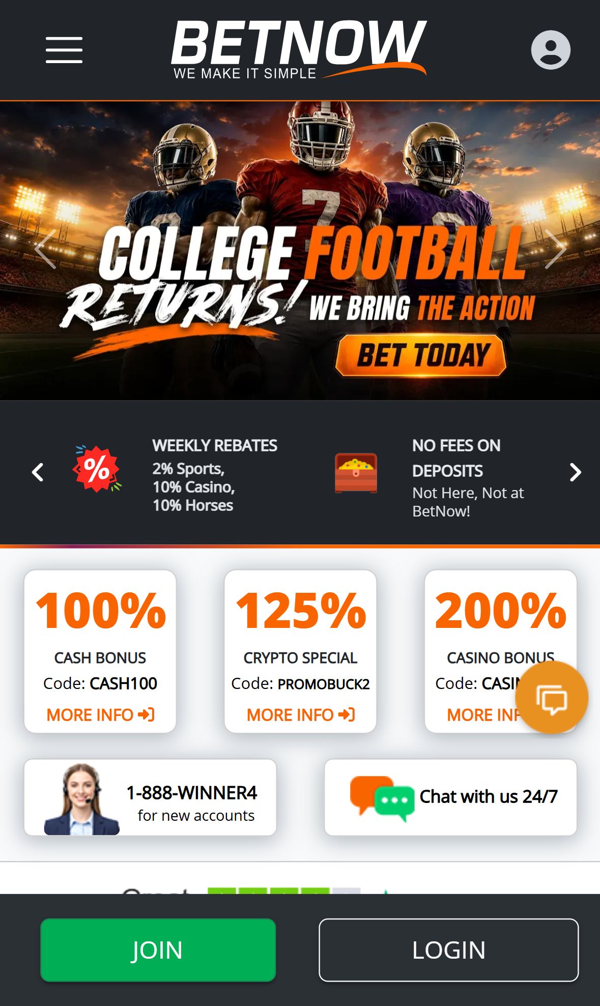 BetNow — Homepage (Mobile)