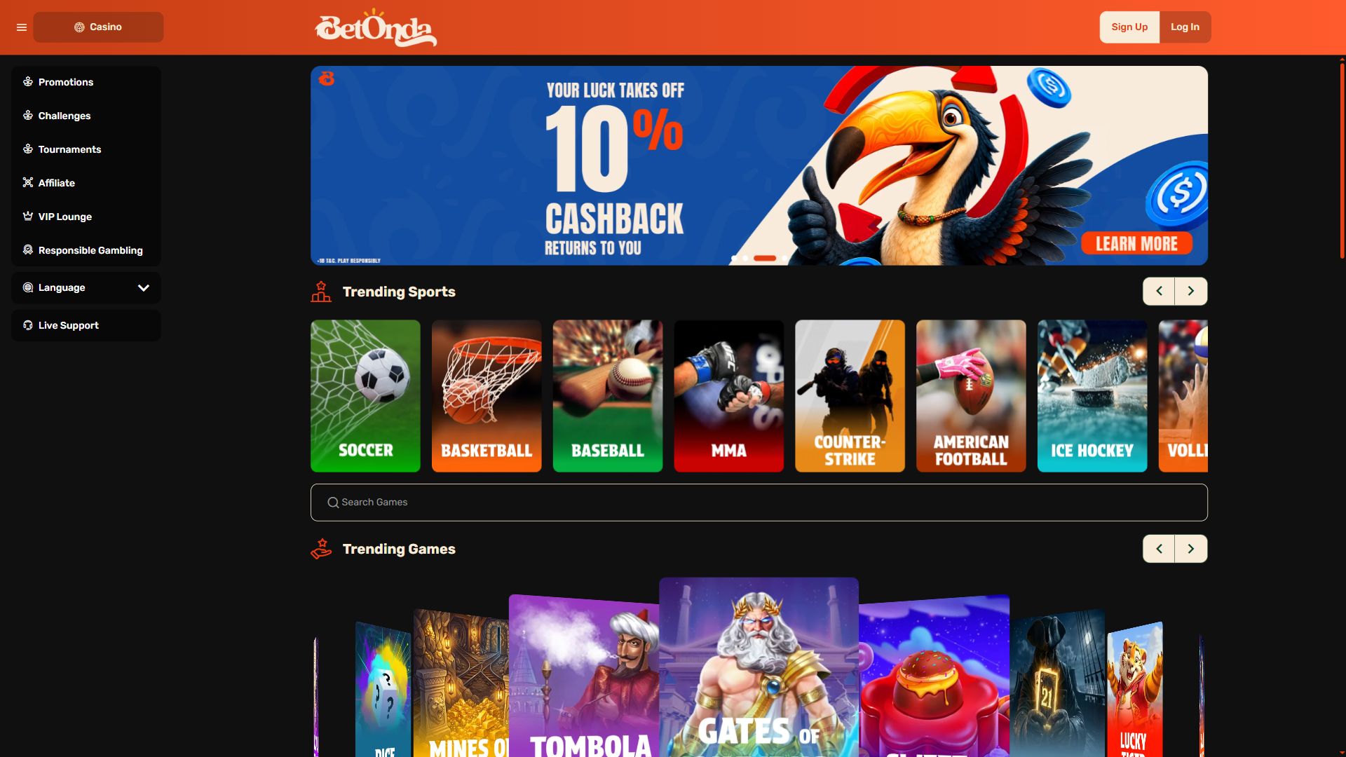 Betonda — Homepage (Desktop)