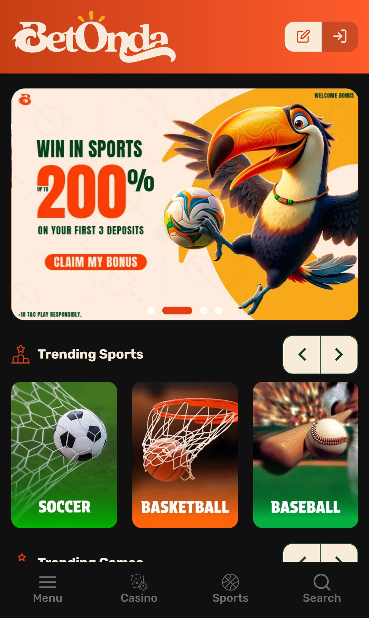 Betonda — Homepage (Mobile)