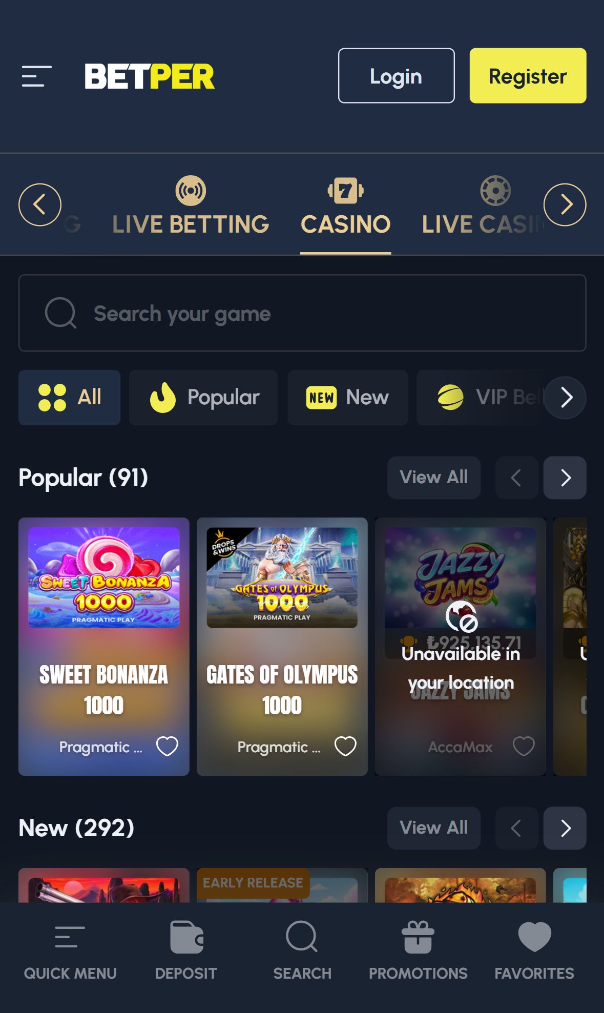 Betper — Lobby (Mobile)