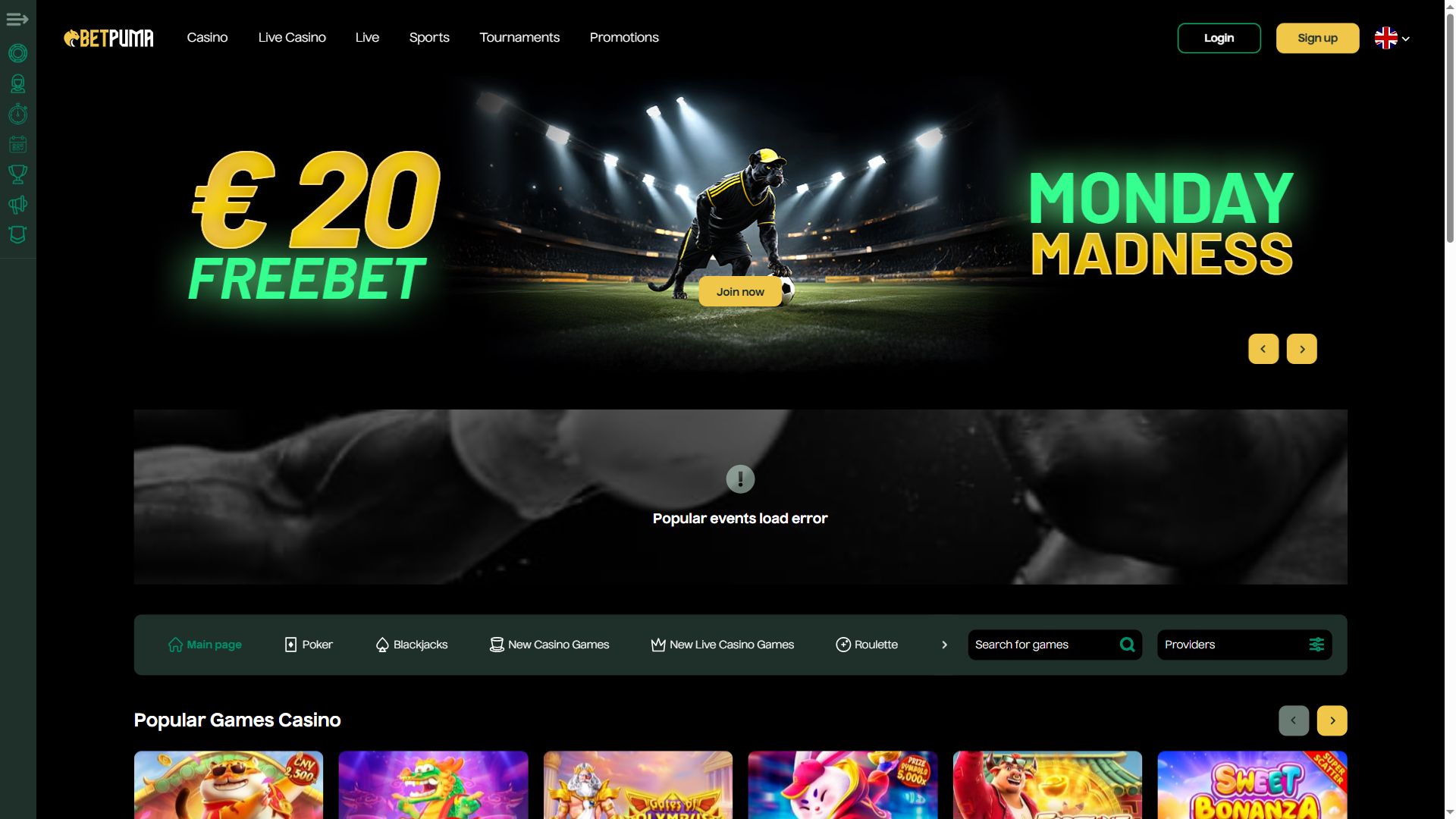 BetPuma — Homepage (Desktop)