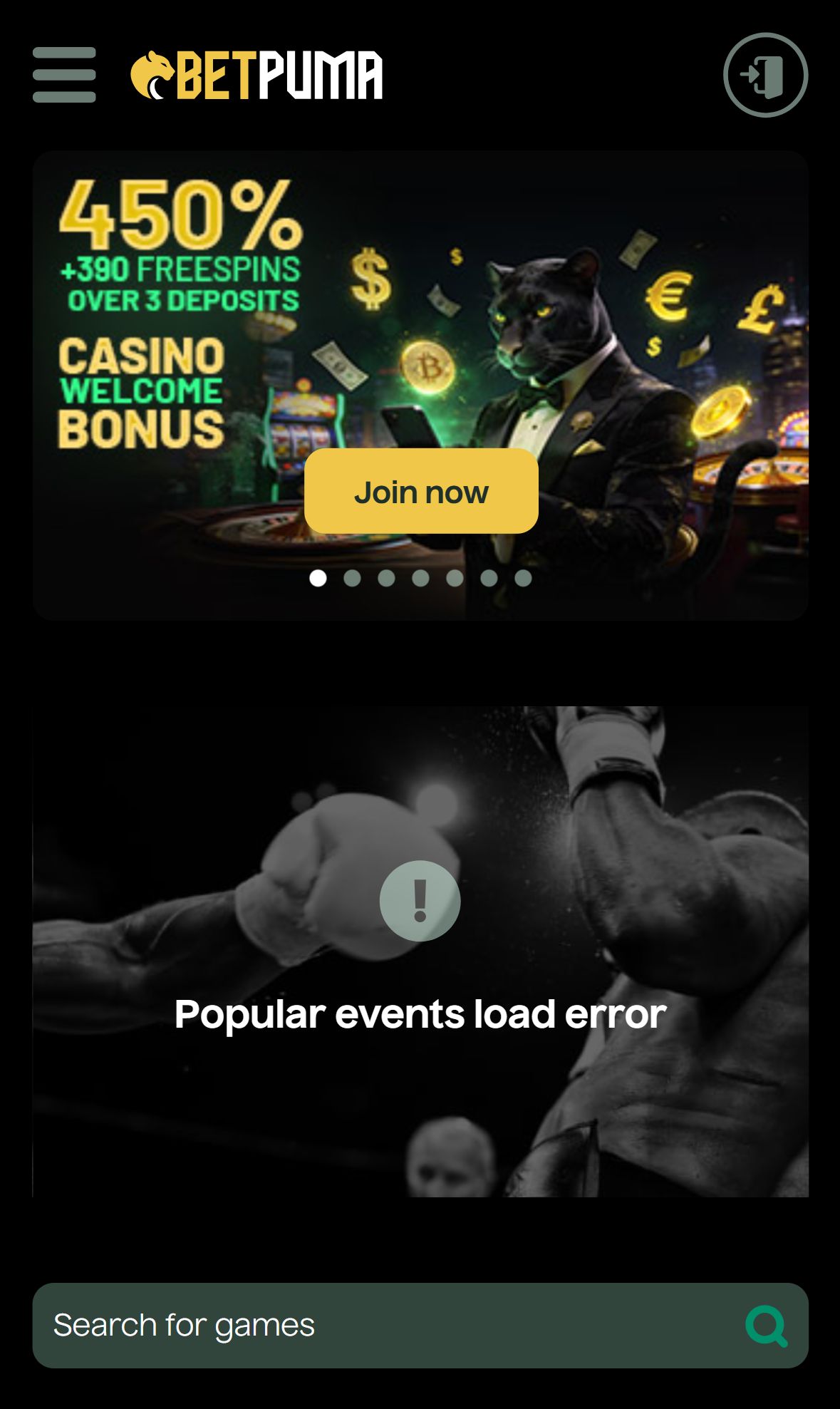 BetPuma — Homepage (Mobile)