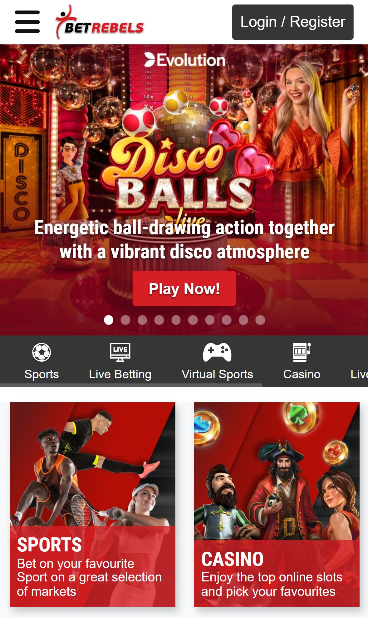 Betrebels — Homepage (Mobile)