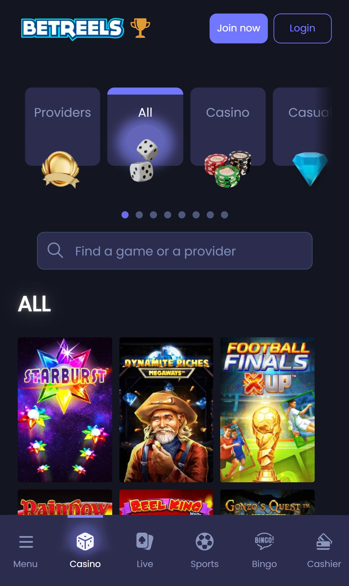 Betreels — Lobby (Mobile)