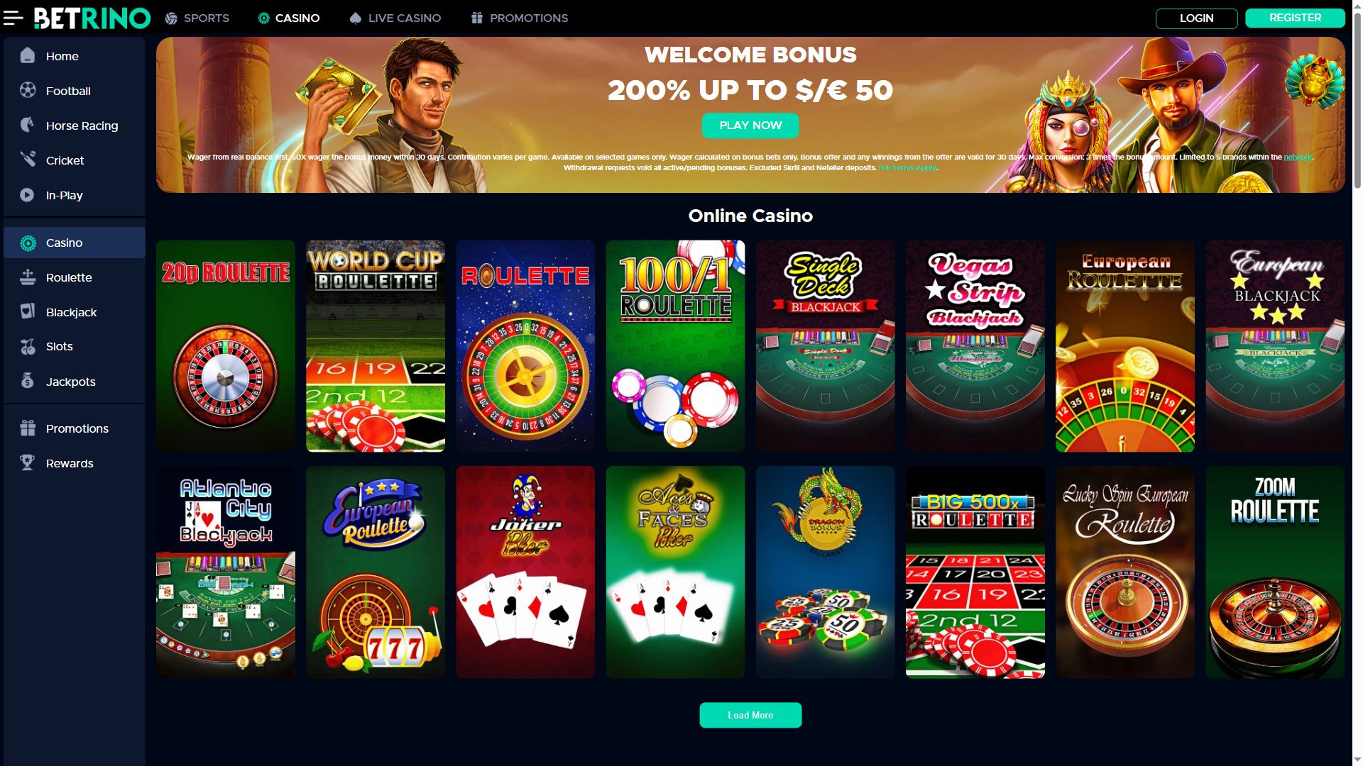 Betrino — Lobby (Desktop)