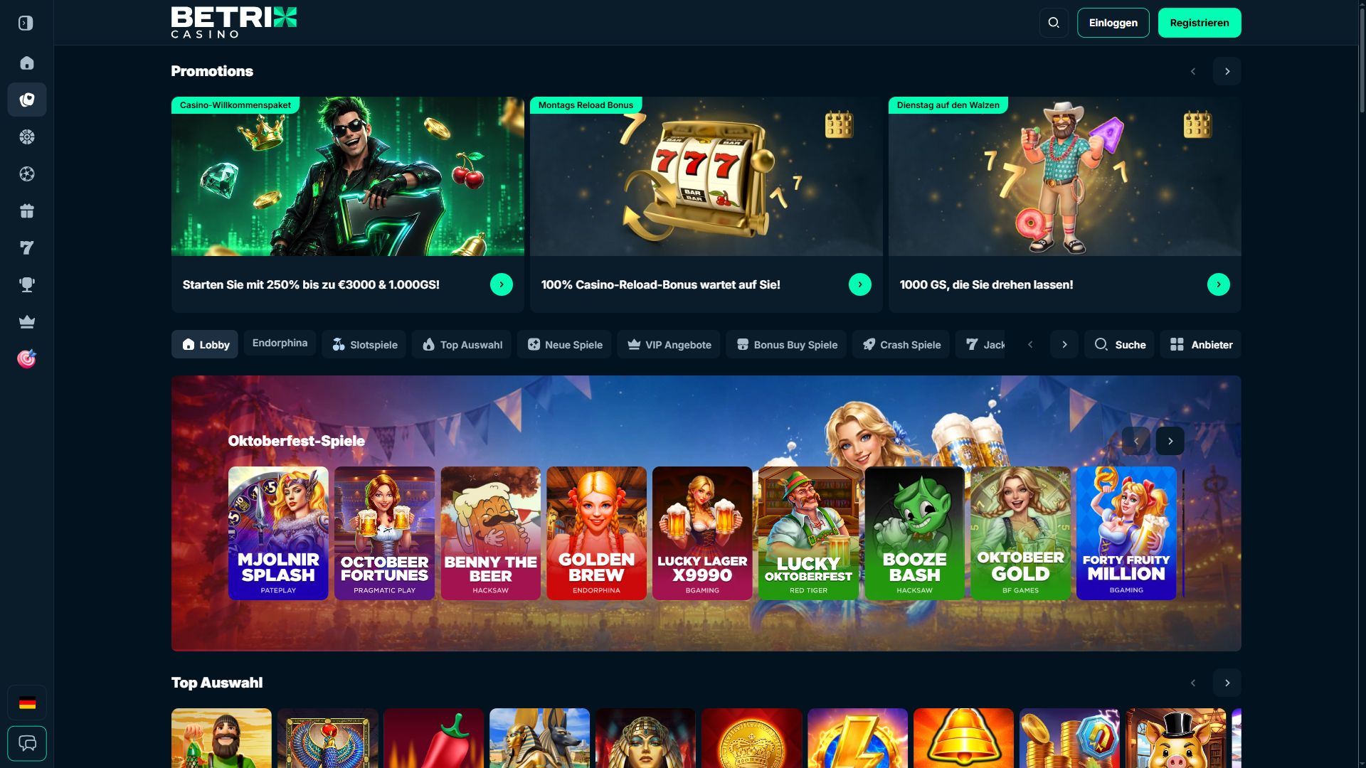 Betrix Casino — Lobby (Desktop)