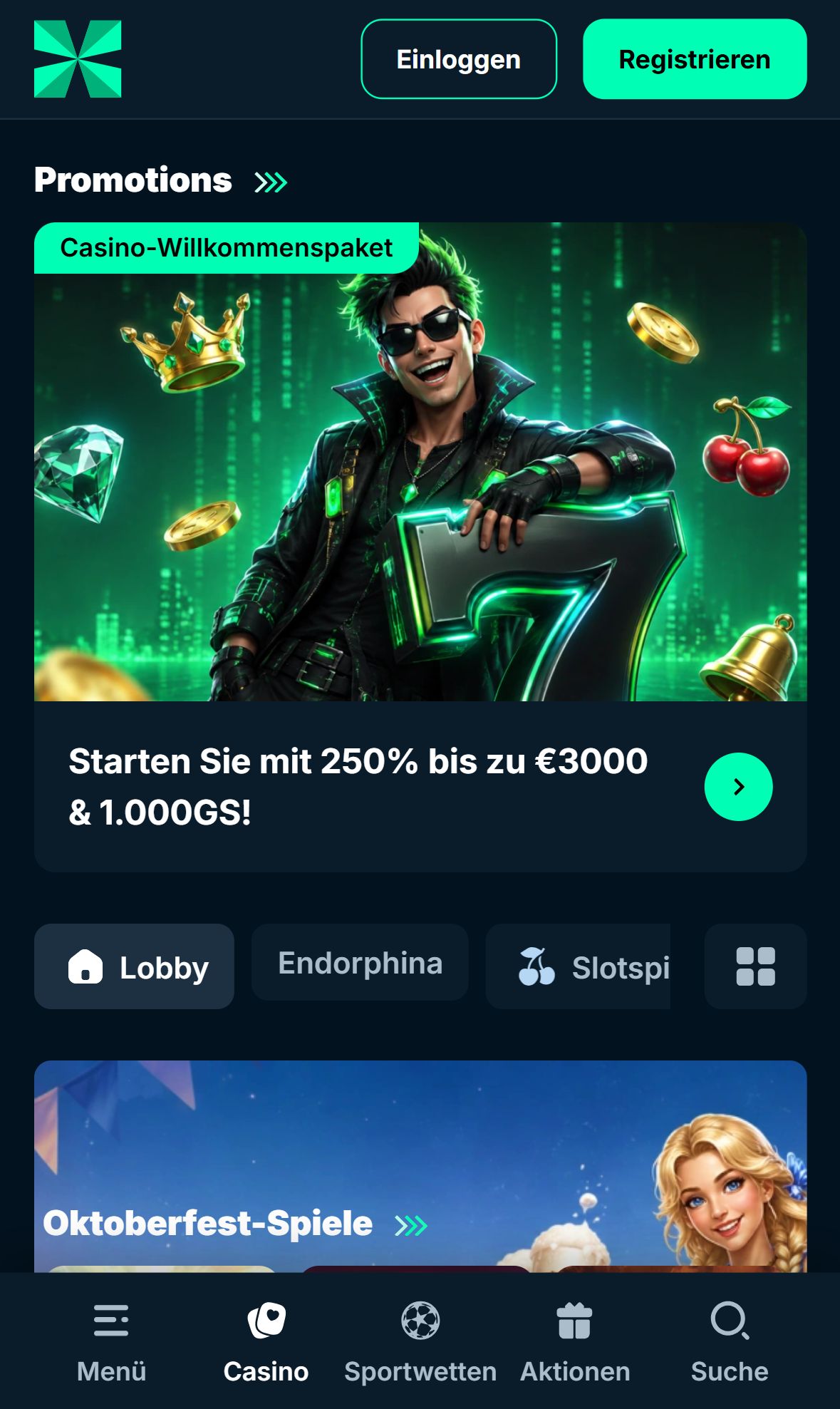 Betrix Casino — Lobby (Mobil)