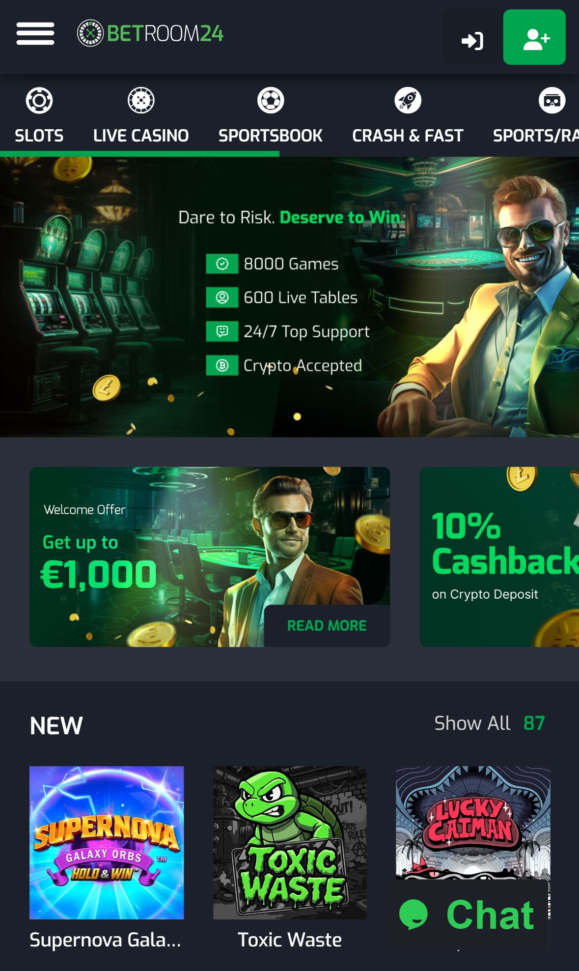 Betroom24 — Homepage (Mobile)