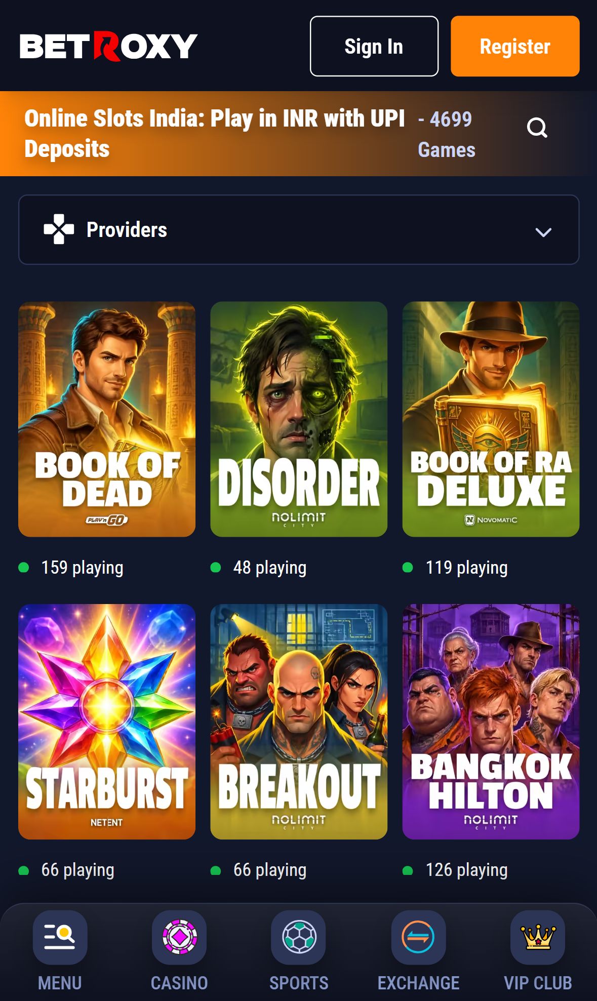 Betroxy — Lobby (Mobile)