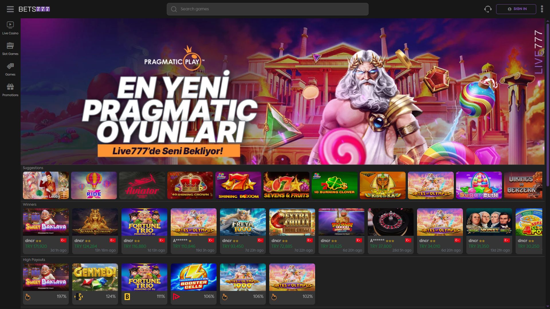 Bets777 — Homepage (Desktop)
